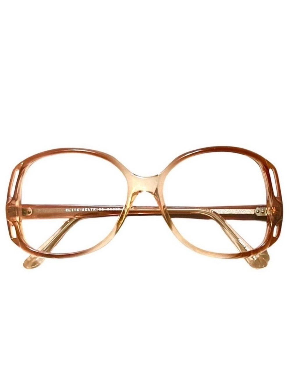 1980’s Vintage Gradient Brown, Oversized Geek Eyeglasses Cutouts, NOS